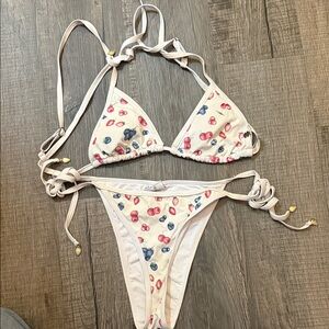 White Bikini with Lip Print